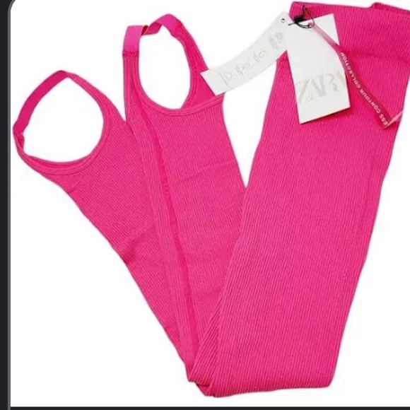 Zara see less stirrup leggings and crop top set NWT - Picture 7 of 8